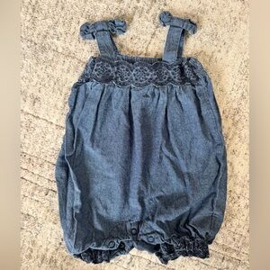Jean Chambray Blue Eyelet-Trim Sleeveless Romper Jumper